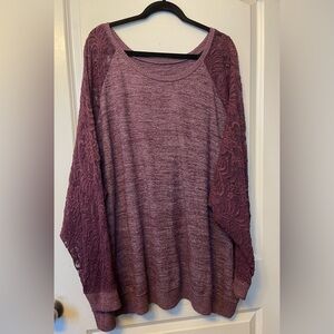 Torrid Purple Lace Sleeve Sweatshirt